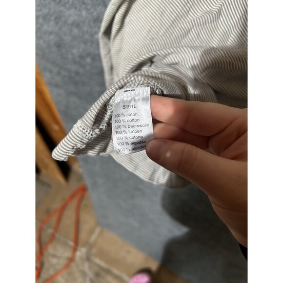 Lacoste Polo Shirt Mens Large Beige Stripe 100% Cotton Croc Logo Short Sleeve 5 - Picture 6 of 7